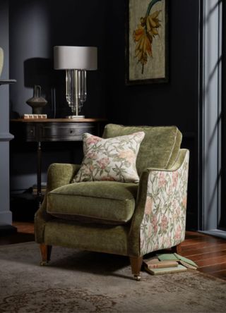 picture of a patterned armchair in living room