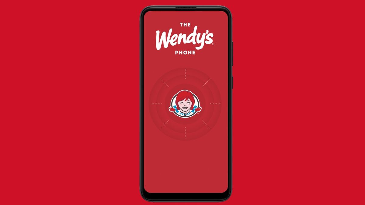 The Wendy&#039;s Phone against a red background