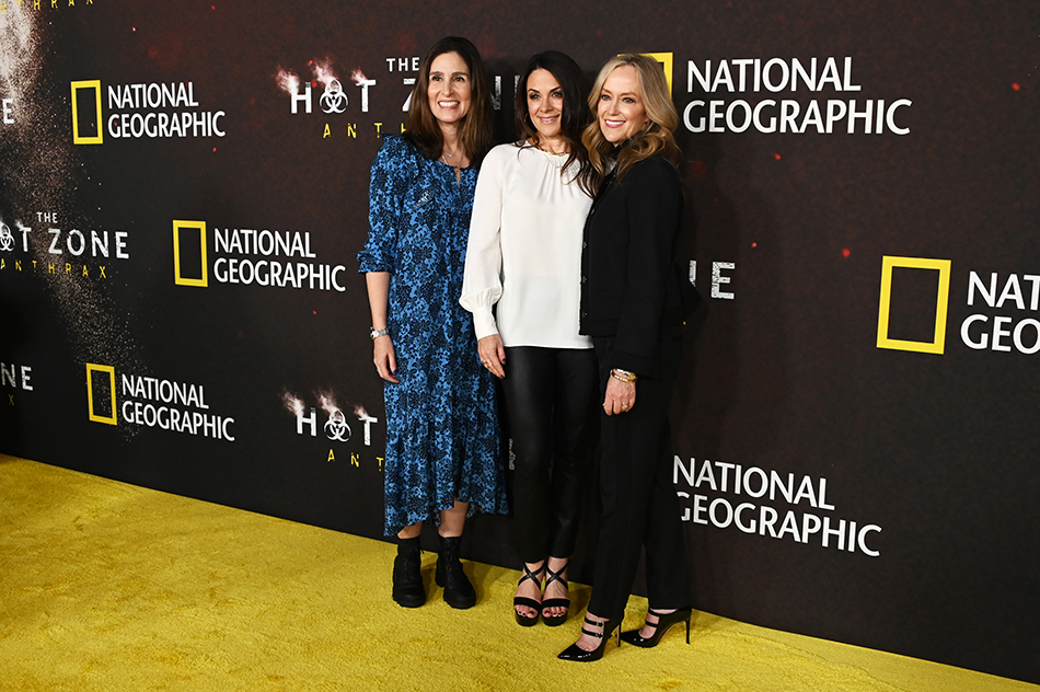 (From l.): Nat Geo’s Carolyn Bernstein, EVP, global scripted content and documentary films; Courteney Monroe, president, National Geographic Content; and Karey Burke, president, 20th Television, at the premiere of The Hot Zone: Anthrax at New York’s Jazz at Lincoln Center. 