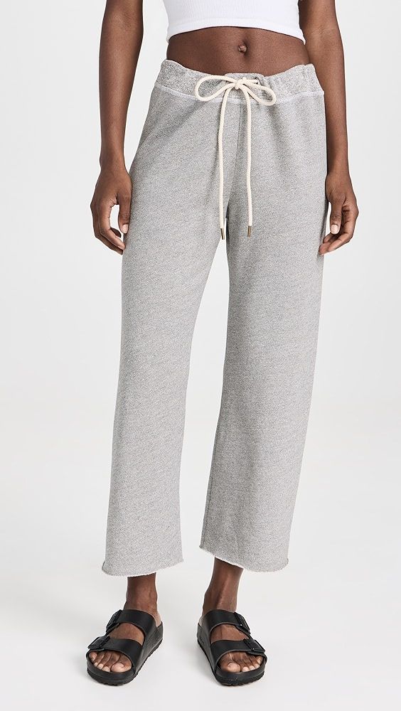 The Wide Leg Cropped Sweatpants - Varsity Grey