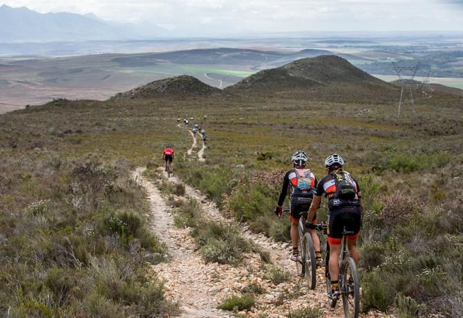 Riders make their way through Cape Nature Reserve during stage 3 of the Cape Epic
