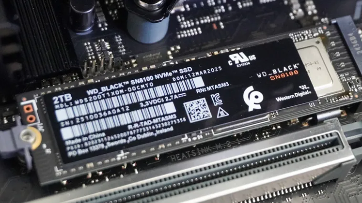 An WD_Black SN8100 slotted into a motherboard