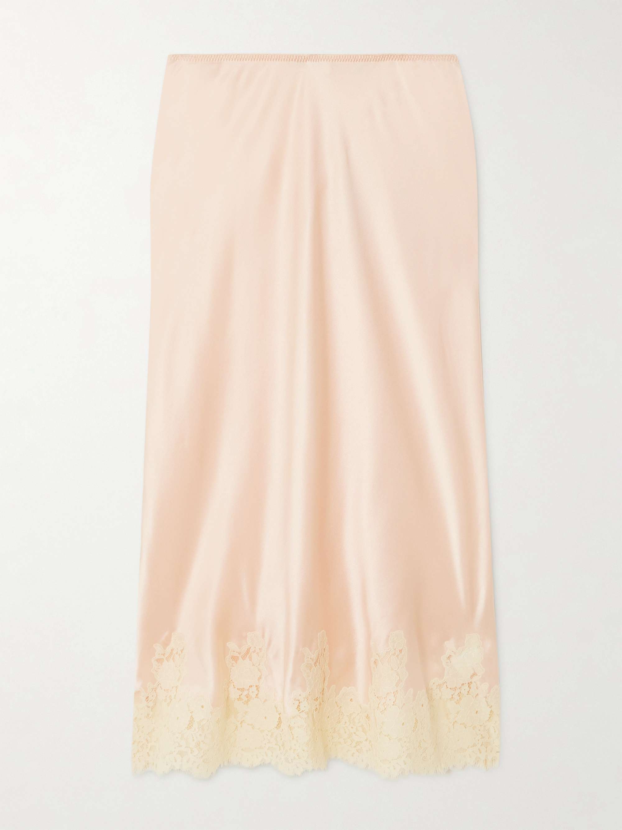 Elowena Lace-Trimmed Silk Midi Skirt