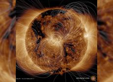 The sun is a ball of invisible, electromagnetic explosions. This stunning ultraviolet image taken by NASA's Solar Dynamics Observatory models what those swirling electric field lines actually look like.