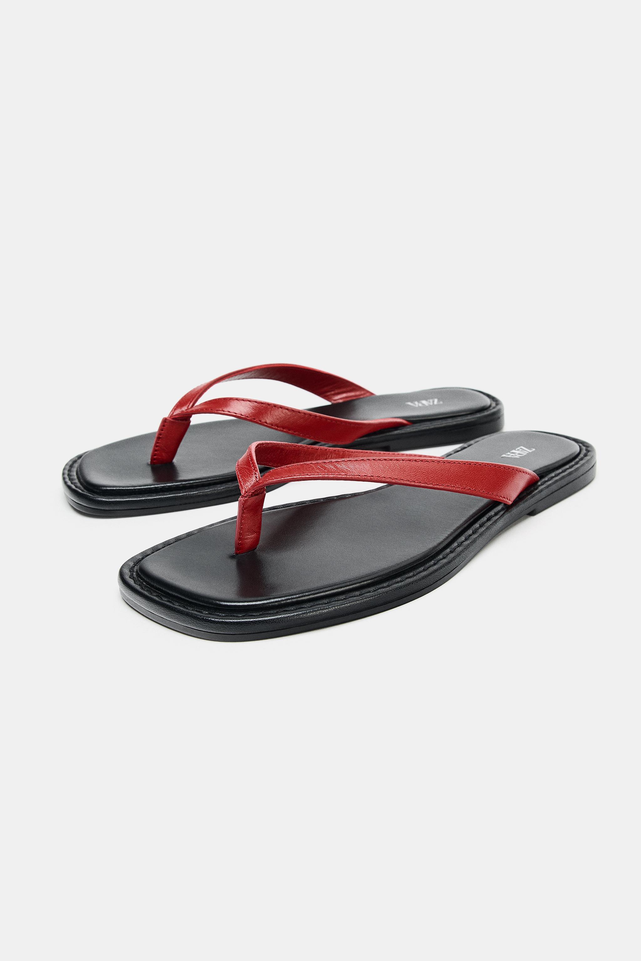 Contrast Leather Sandals
