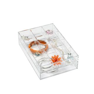 Clear Acrylic Small Stackable Trays with jewelry inside