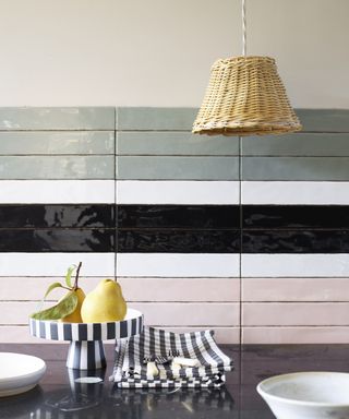 Decorating with stripes - Colourful tiles arranged in a stripy design make a unique and vibrant splashback