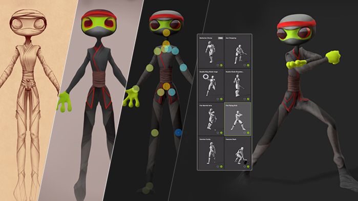  a long alien like model in 3D software