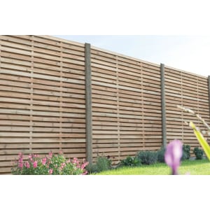 Forest Garden Contemporary Double Slatted Fence Panel - 1800 X 1800mm - 6 X 6ft