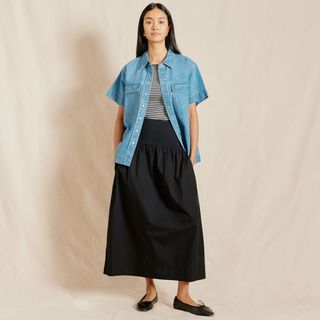 Black Woven Mix Full Skirt