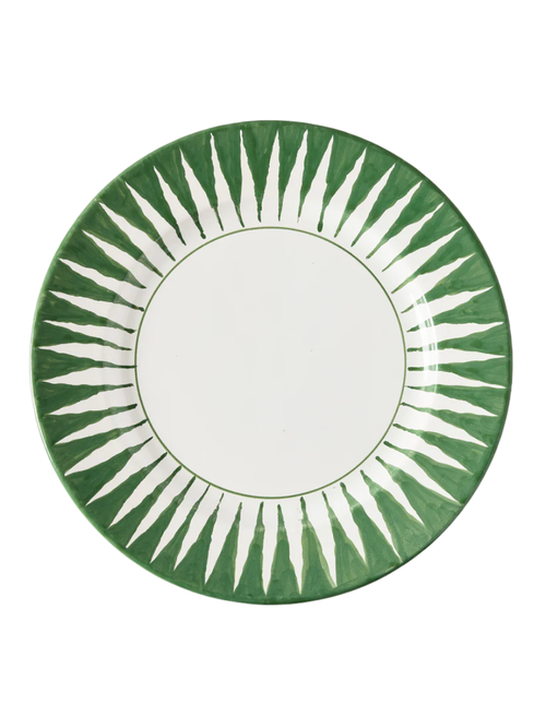 Hand-Painted Dark Green Sunburst Dinner Plate