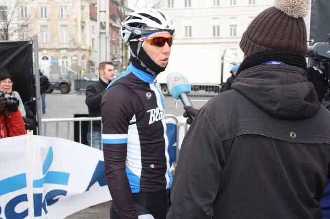 Sep Vanmarcke (Blanco) gives his thoughts before Omloop Het Nieuwsblad.