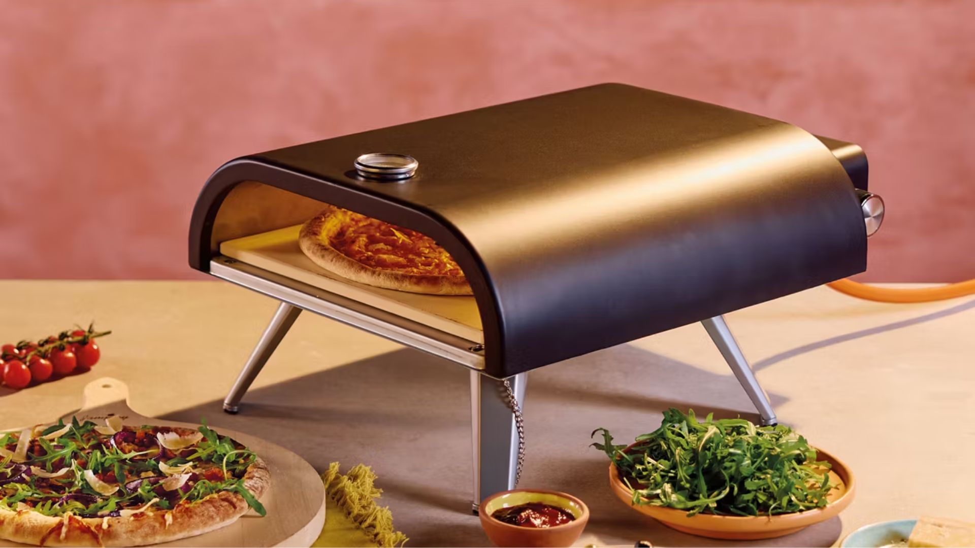 Aldi Gas Pizza Oven on a table