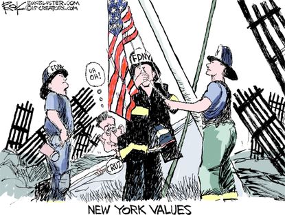 Political cartoon U.S. Ted Cruz New York Values FDNY