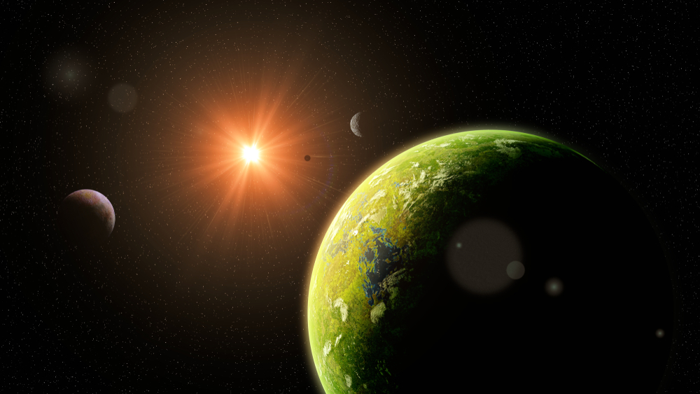 An artist's interpretation of exoplanets orbiting a distant star.