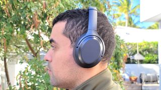Our reviewer wearing the Treblab Z7 Pro