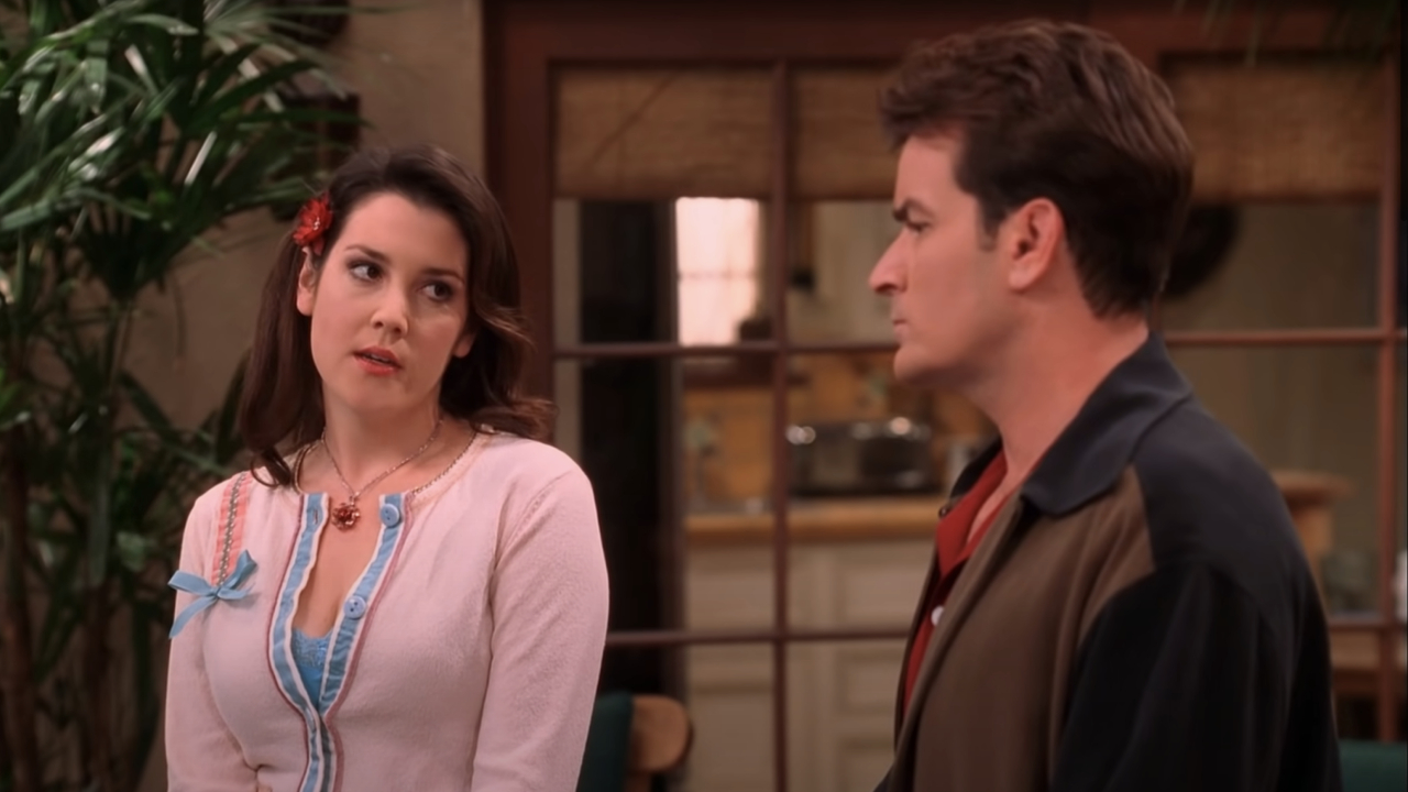 Melanie Lynskey and Charlie Sheen on Two And A Half Men