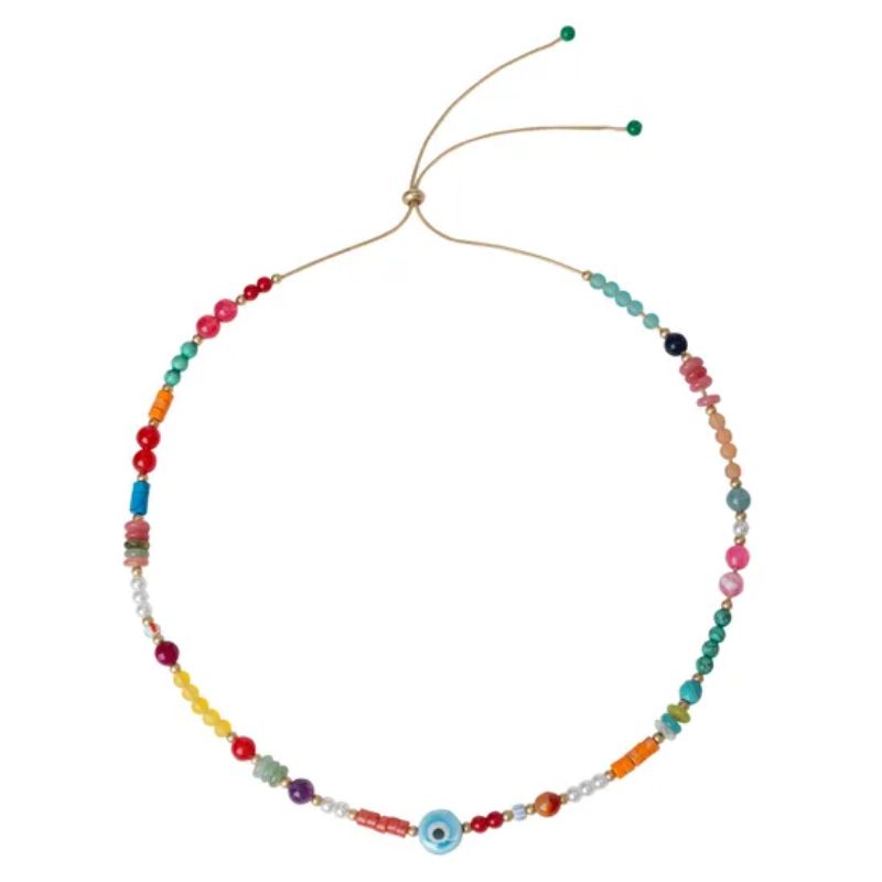 brightly coloured beaded necklace