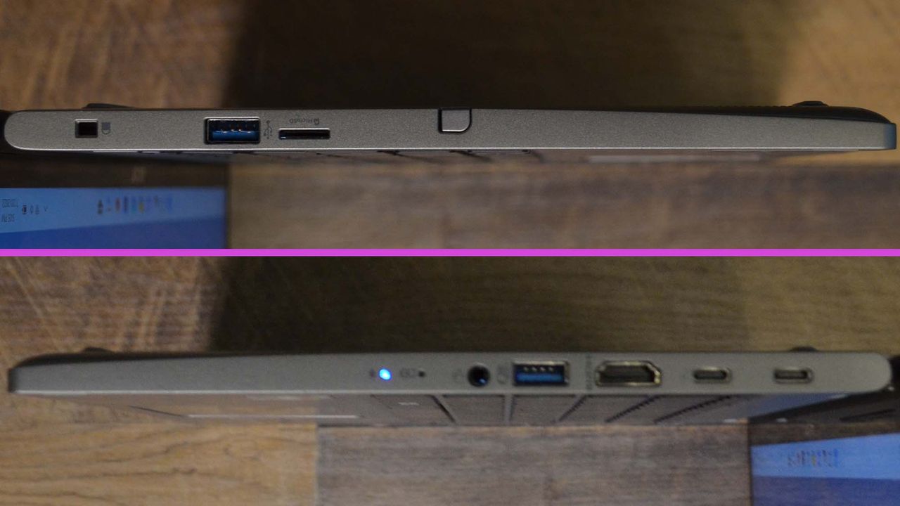 An Acer Spin 5 (2022) on a wooden deskl