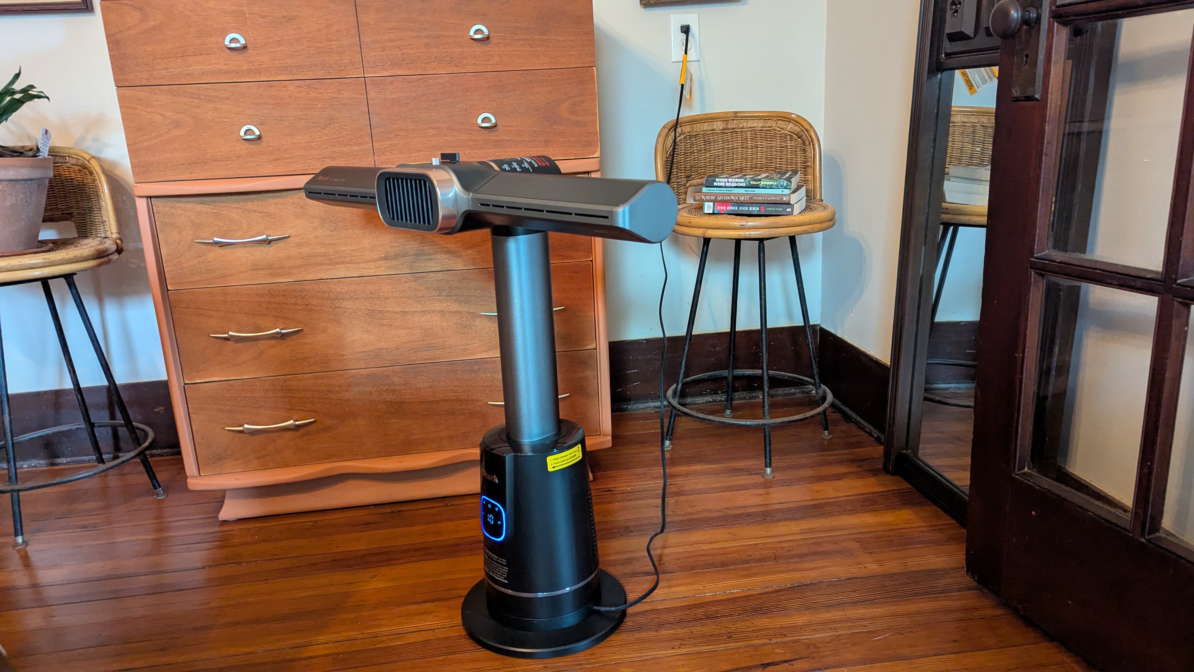 Shark TurboBlade Cool + Heat in reviewer's living room