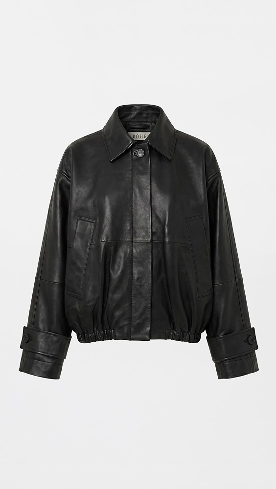 Leather Blouson Jacket - Black