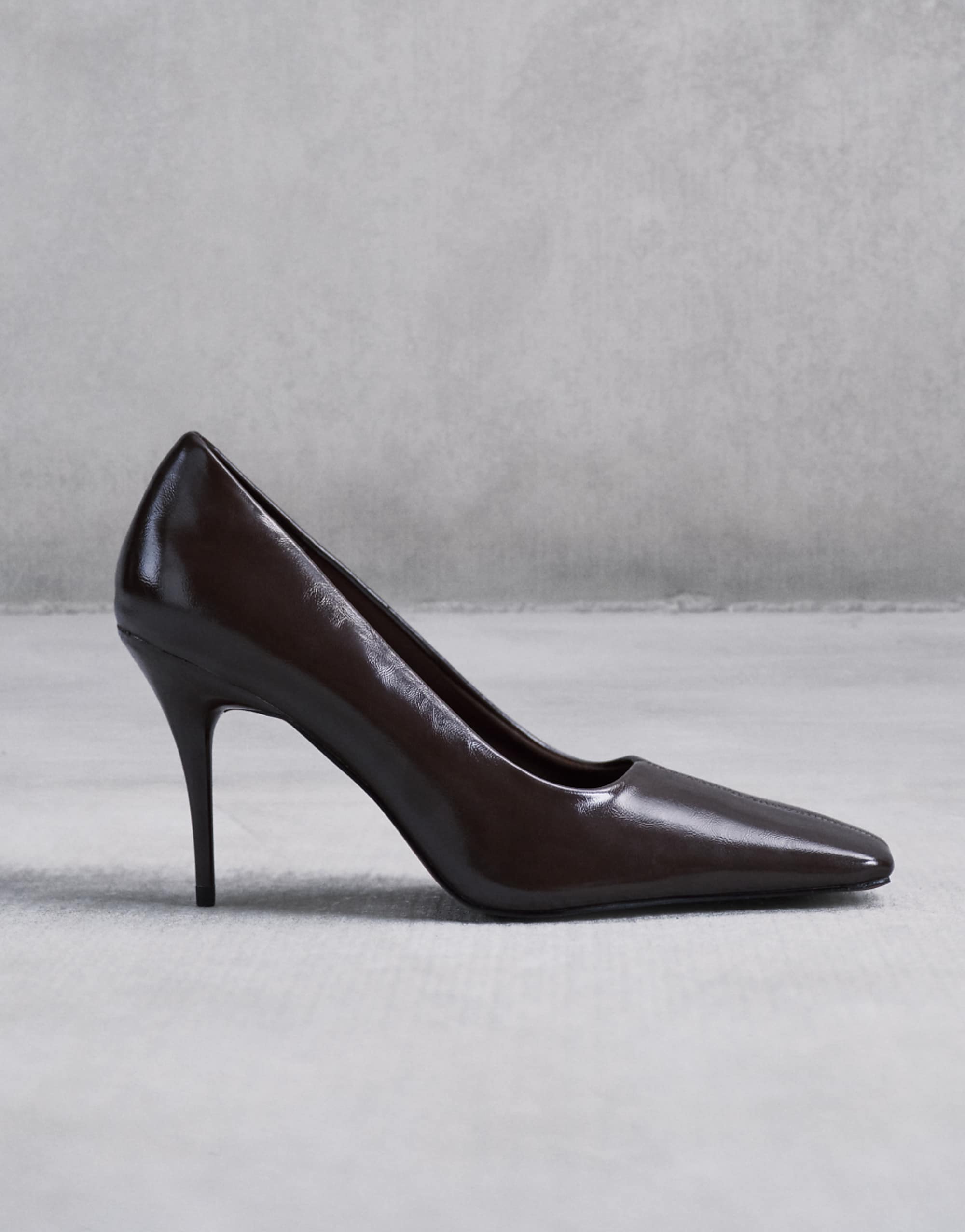 Asos Design Phillipa Square Toe High Heeled Court Shoes in Chocolate