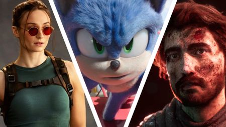 A collage image of Prime Video's Tomb Raider TV show, Paramount's Sonic the Hedgehog 2, and Clair Obscur: Expedition 33