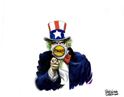 Political Cartoon U.S. Uncle Sam Trump&nbsp;
