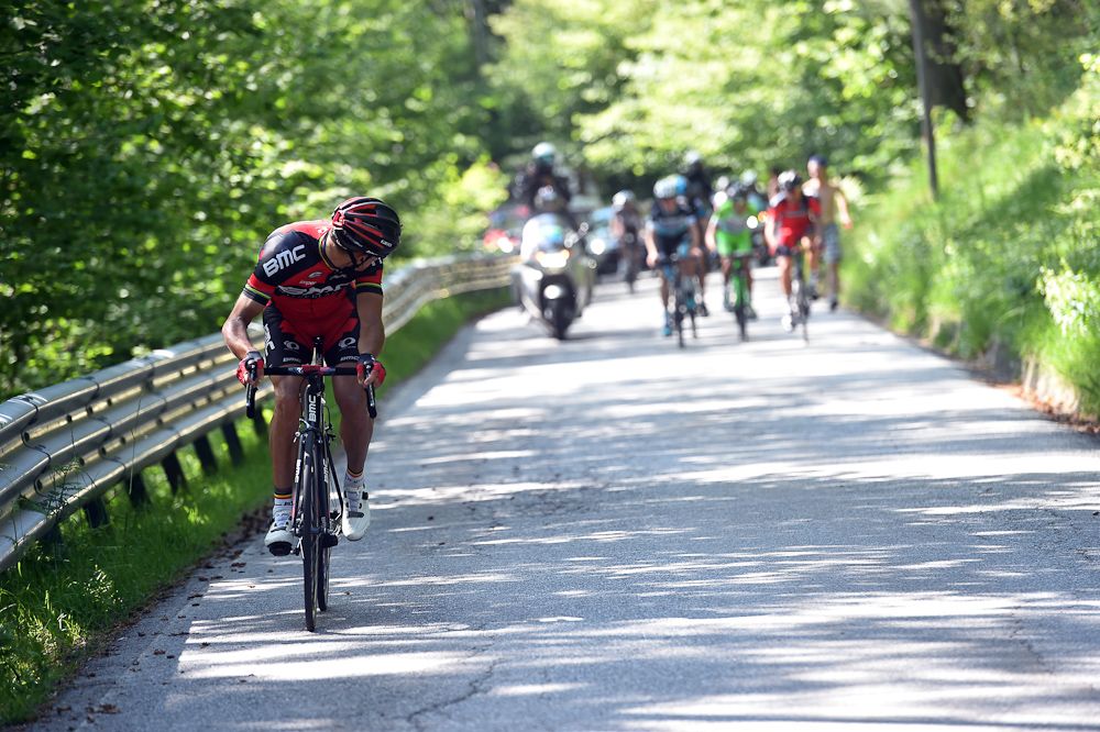 Philippe Gilbert attacks the breakaway.