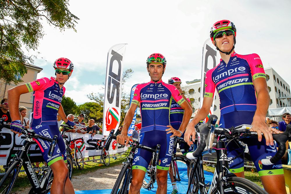 Lampre-Merida's Mattia Cattaneo, Manuele Mori and Simone Petilli