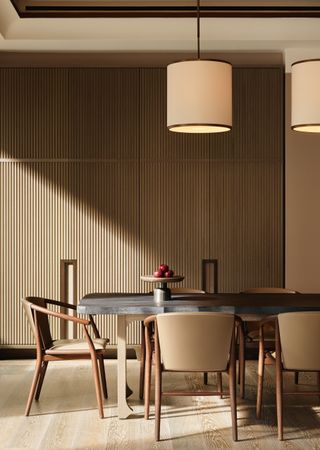 corner suite dining table at aman new york