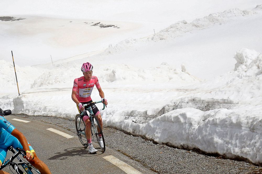 Steven Kruijswijk after a crash in the Colle dell'Agnello downhill during the 19th stage of the 99th Giro d'Italia
