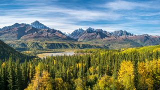 View of autumn Wrangell st. elias national park, Alaska, USA