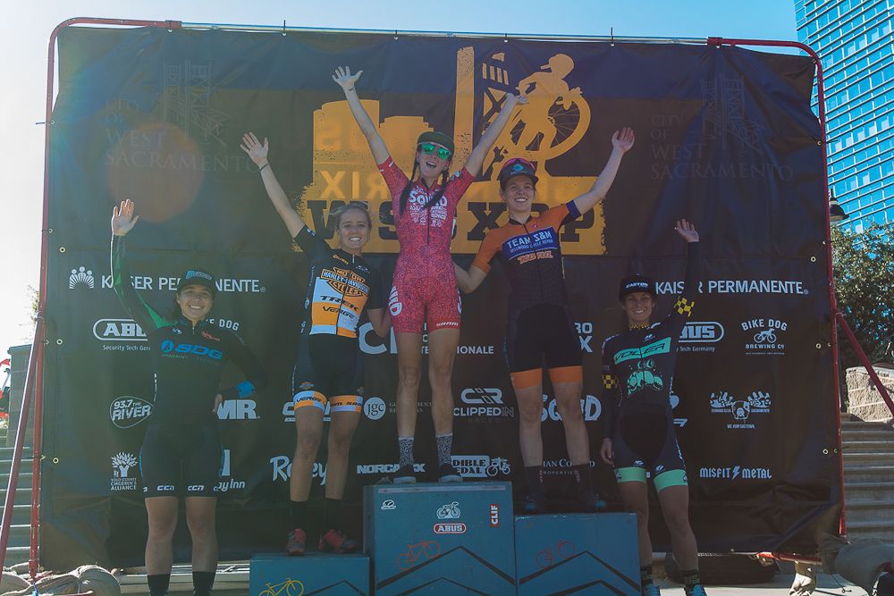 The day 2 elite women's podium at WSCXGP