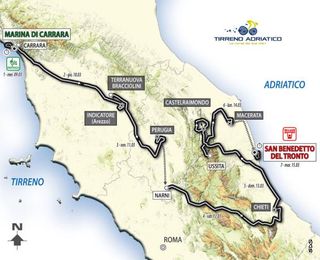 The 2011 Tirreno-Adriatico route map