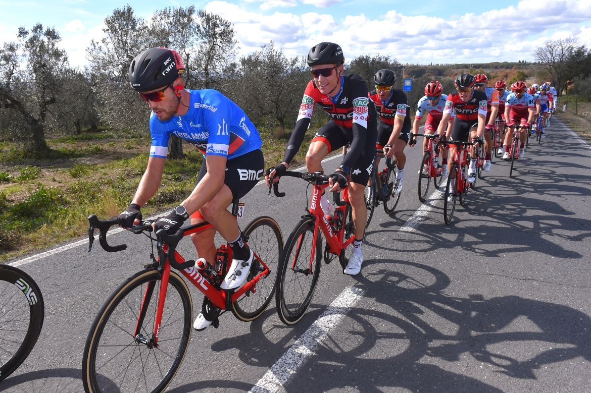 Patrick Bevin (BMC) in the leader's jersey