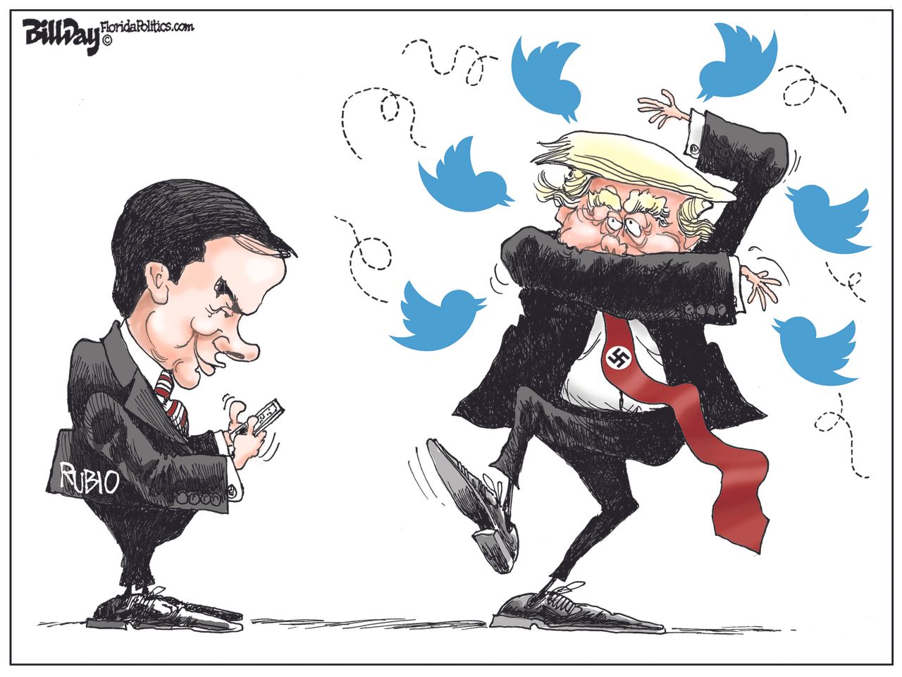 Political cartoon U.S. Trump Rubio tweets Charlottesville