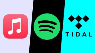 Listing image for best music streaming services (L-R) the Apple Music, Spotify and Tidal logos