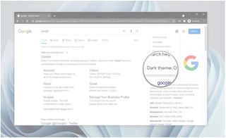 Dark mode in Google Search for desktop