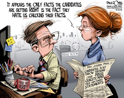 Political cartoon U.S. GOP Candidates Facts Press