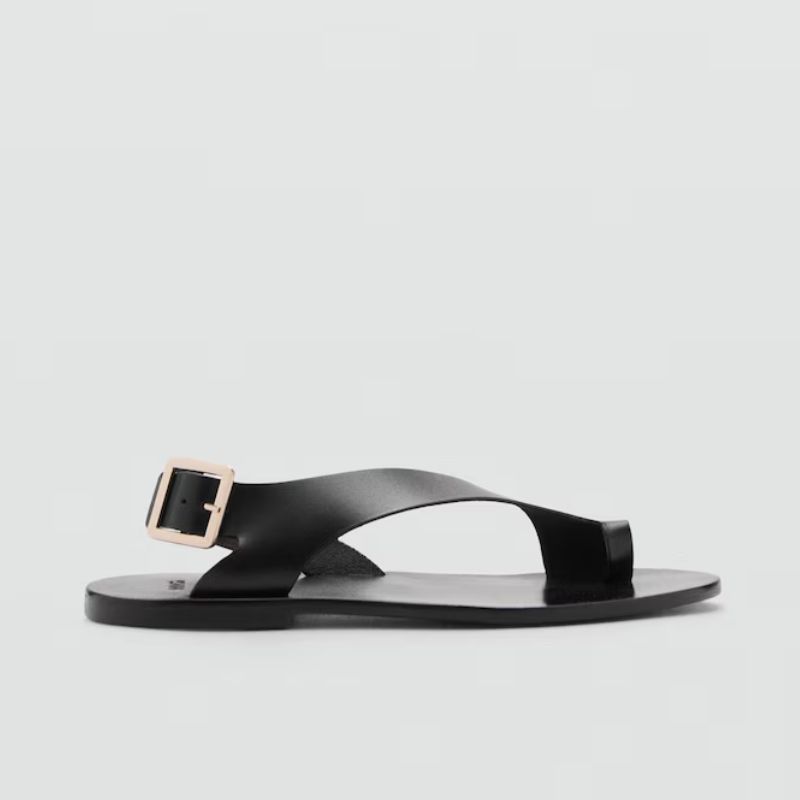 Mango , Leather Sandals with Cross Strap