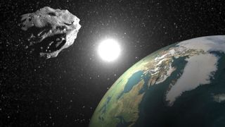 An asteroid orbiting the sun alongside Earth