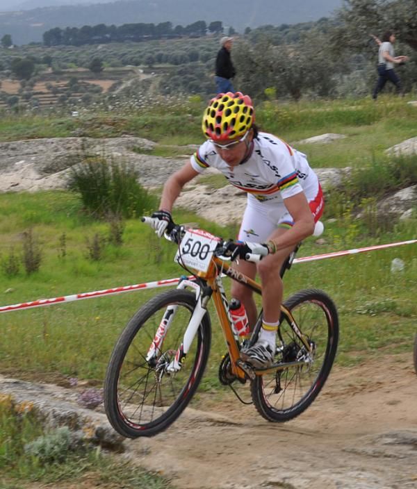 Out on course, Marga Fullana (Massi) rides to a win in the women's race.