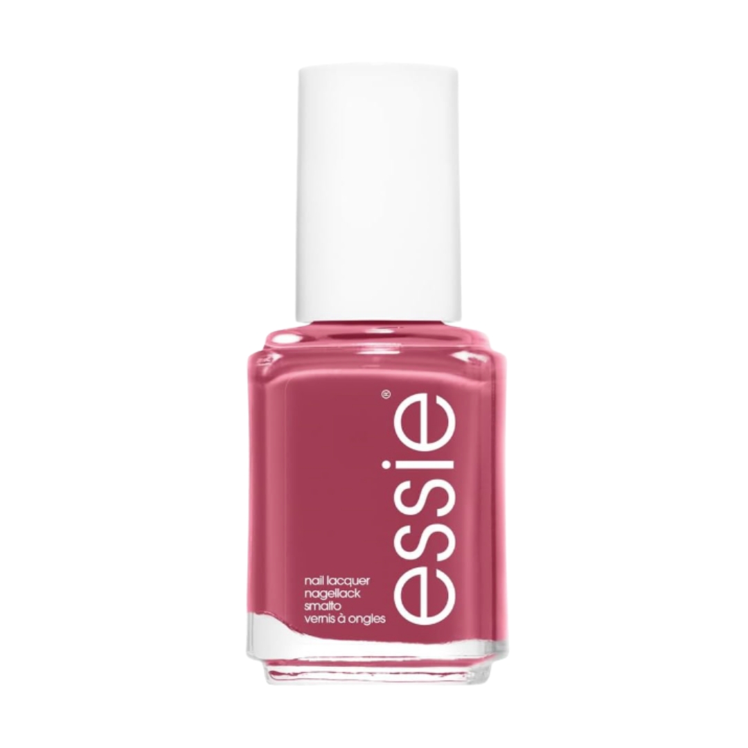 A product shot of the Essie Nail Polish 413 Mrs Always Right (a dark, terracotta rose colour), on a white background