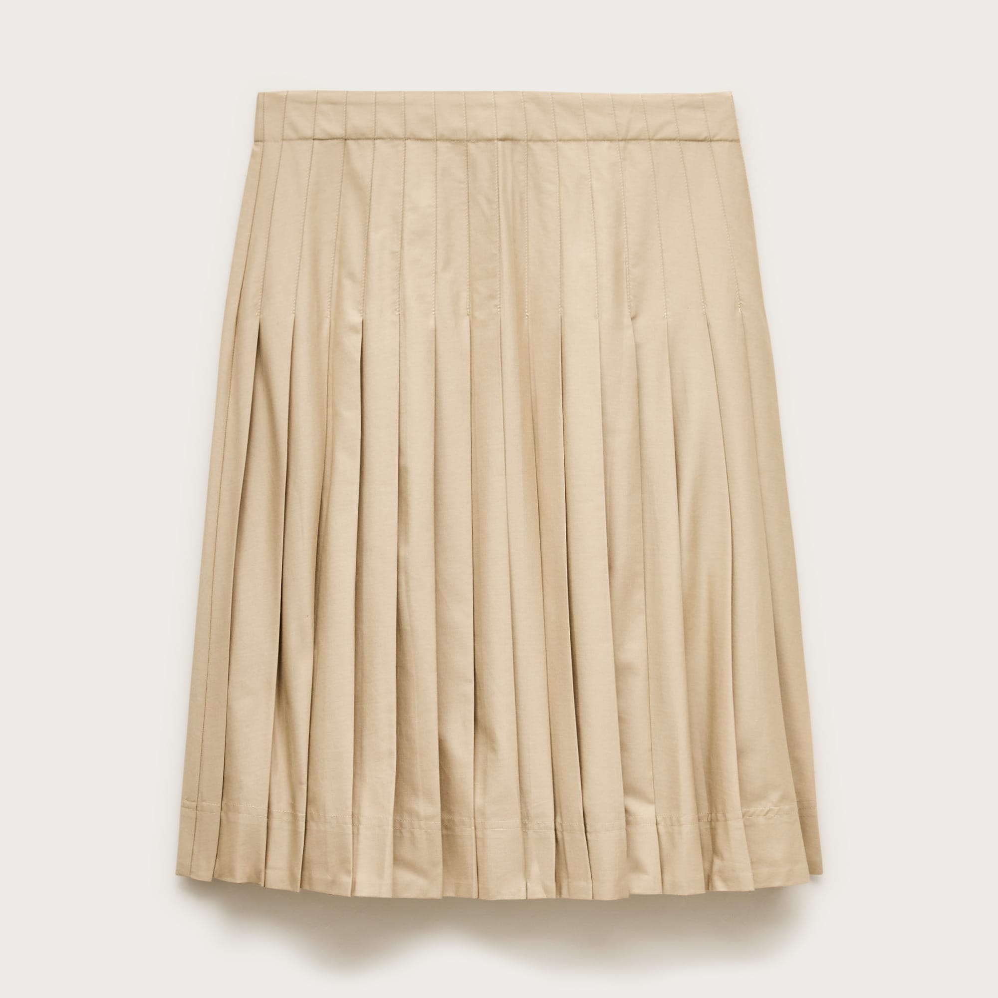 Pleated Midi Skirt in Cotton Poplin