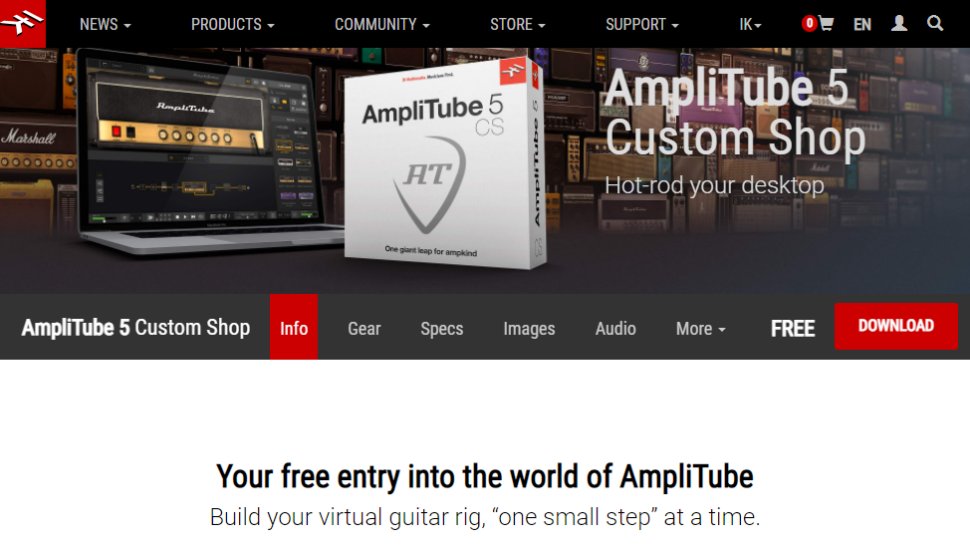Website screenshot for Amplitube