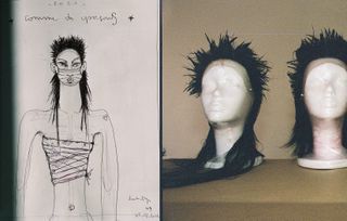 One of Julien D'Ys notebook pages with final wig in place