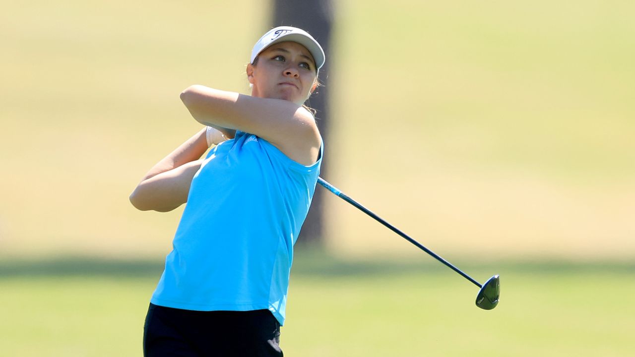 Anna Davis plays a shot during the Augusta National Women&#039;s Amateur