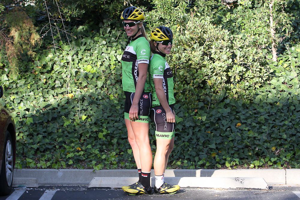 Olds (right) is the smallest riders on the team, while her teammate Alison Tetrick is on the taller end of the spectrum.