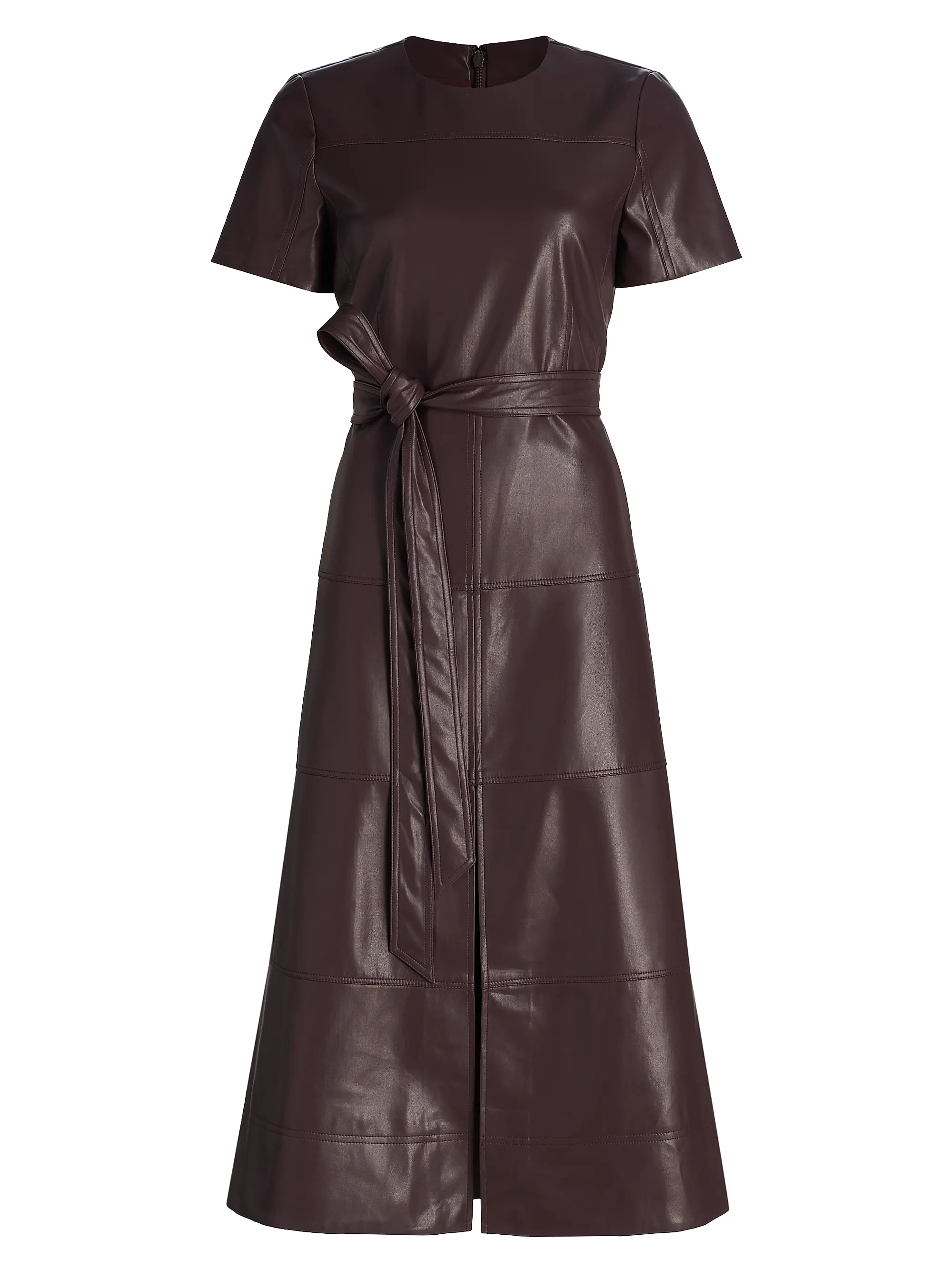 Ella Faux-Leather Tie-Waist Midi-Dress